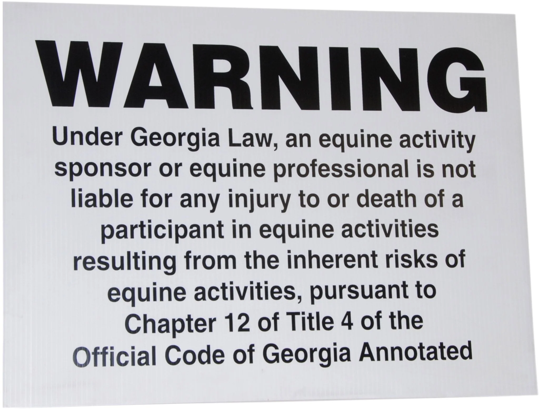 State Equine Liability Signs, 24