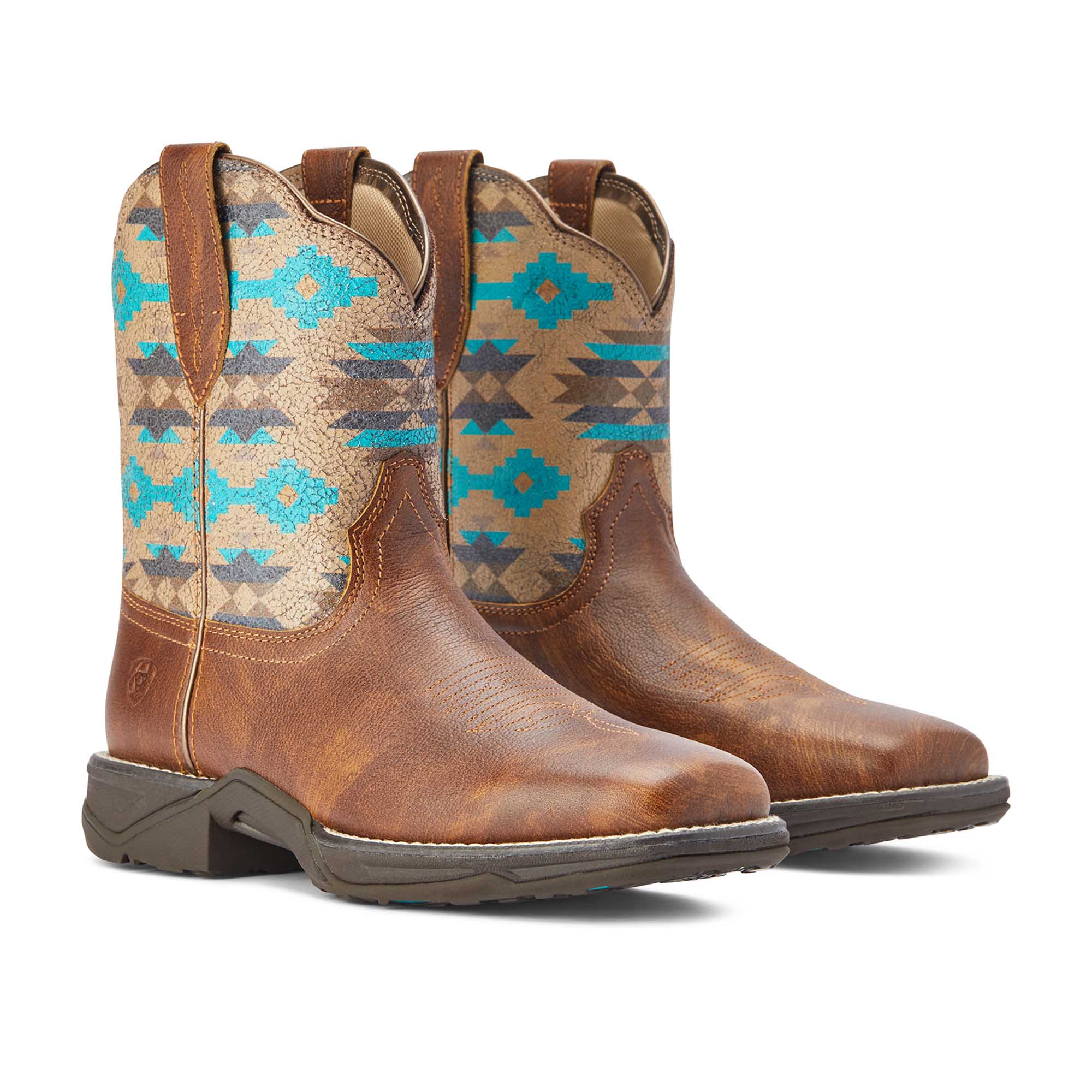 Ariat Women's Anthem Shortie Savannah Boot, Taupe and Turquoise Aztec - Buy Pet Shop