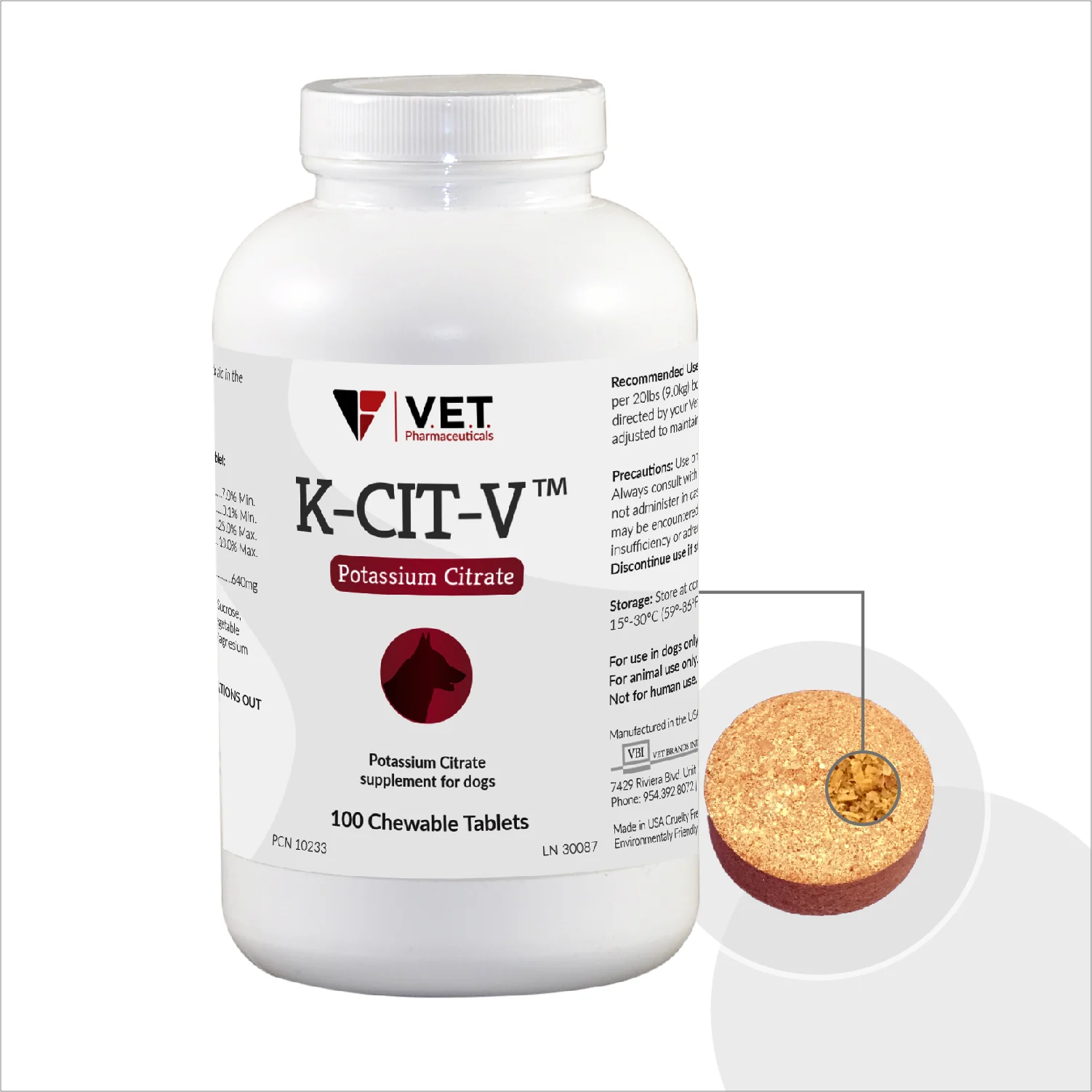 K-CIT-V Potassium Citrate plus Cranberry, Chewable Tablets, 640mg, 100 ct - Buy Pet Shop