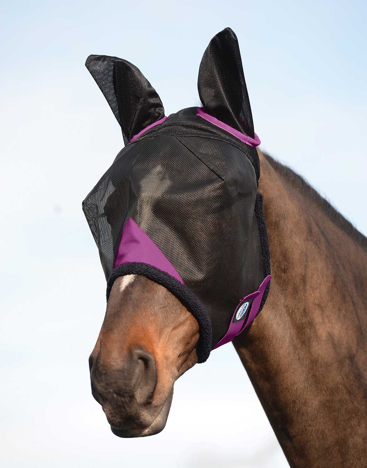 Weatherbeeta ComFITec Durable Mesh Horse Fly Mask w/ Ears, Black/Purple - Buy Pet Shop