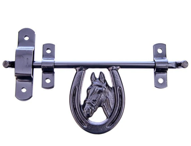 Fancy Horse Head Barn Door Latch, Black - Buy Pet Shop