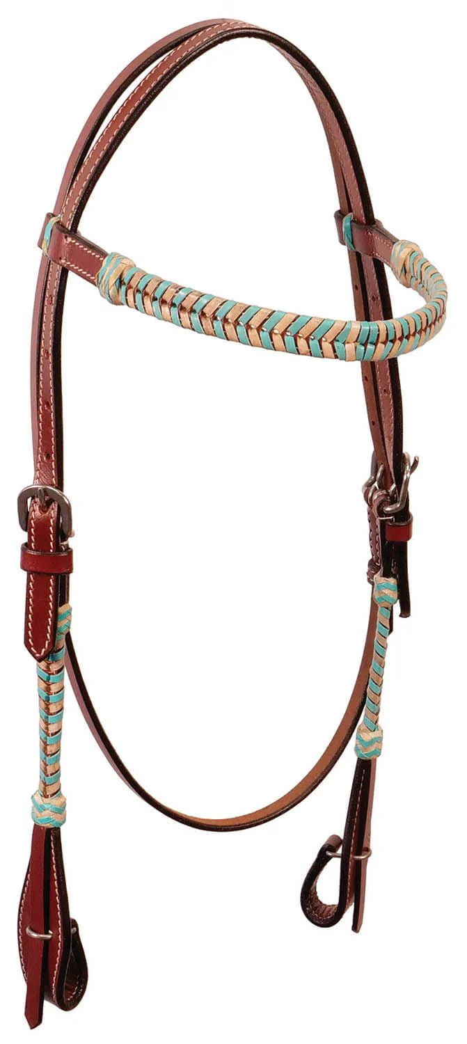 Buffalo Leather Turquoise Rawhide Laced Browband Headstall - Buy Pet Shop
