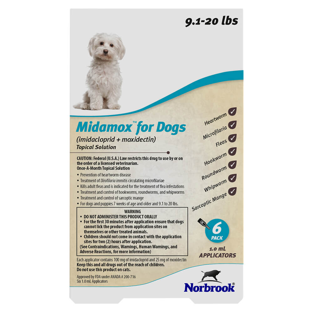 Midamox (imidacloprid + moxidectin) Once-A-Month Topical Solution for Dogs, 6 Pack - Buy Pet Shop