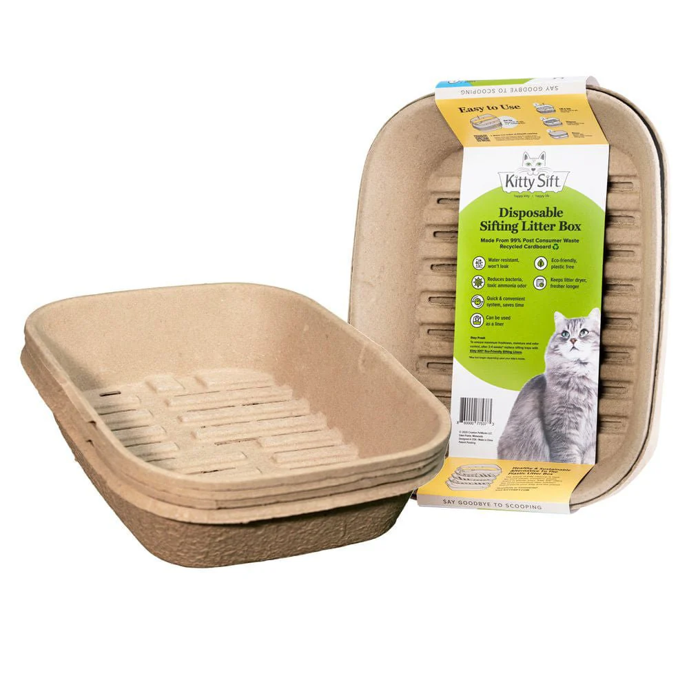 Kitty Sift (Set of 1 Litter Box & 3 Sifting Liners) Sifting, Disposable Cat Litter Box, Large - Buy Pet Shop