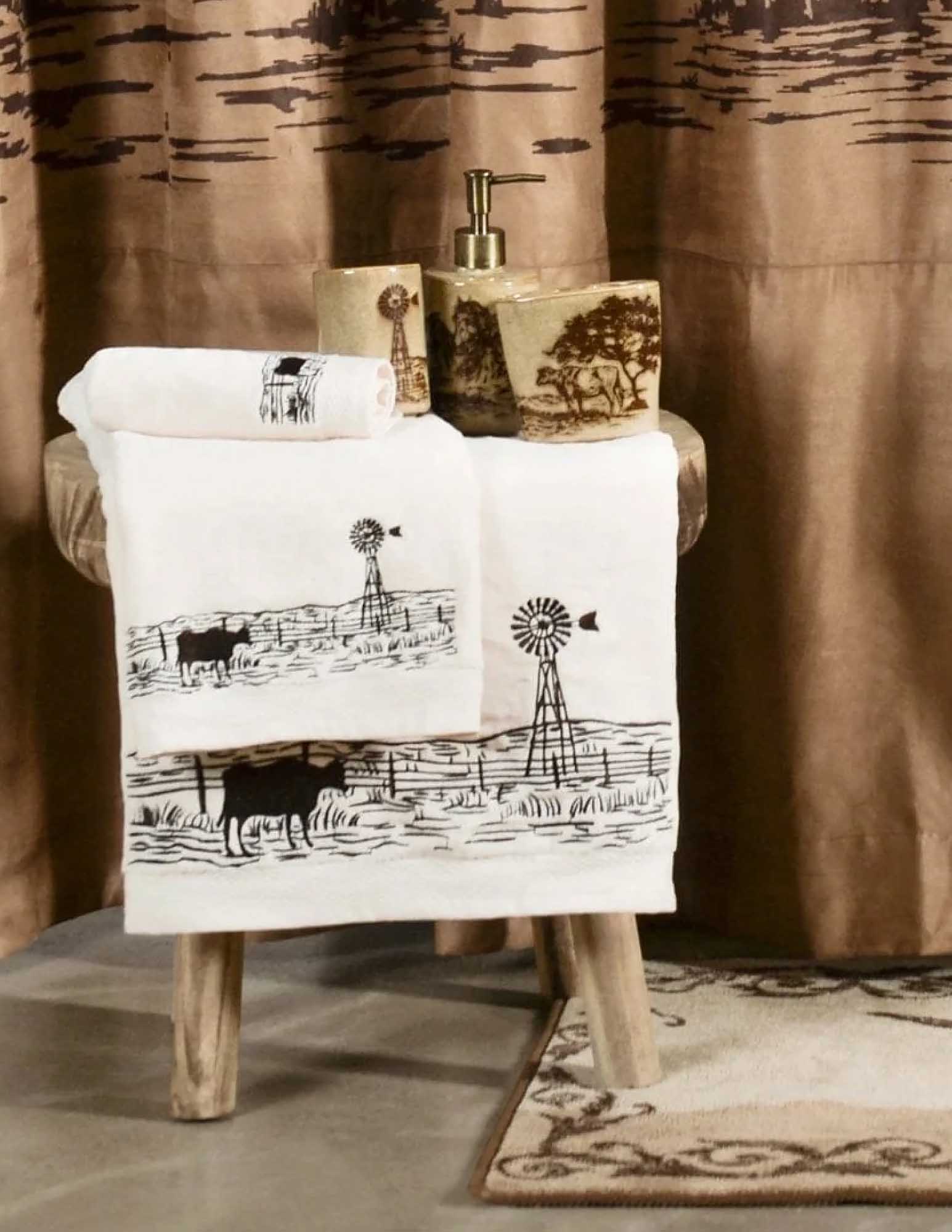 Jasper Embroidered Windmill Landscape Towel Set - Buy Pet Shop