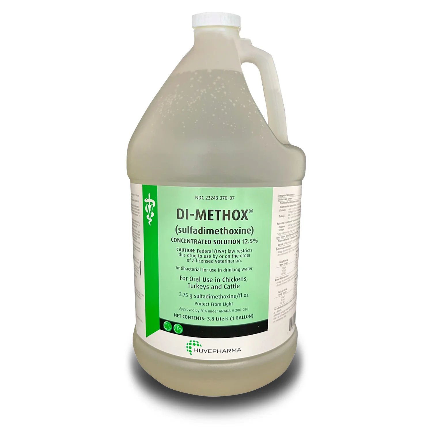 Rx Di-Methox (sulfadimethoxine) 12.5% Oral Solution for Cattle & Poultry, 1 gallon - Buy Pet Shop
