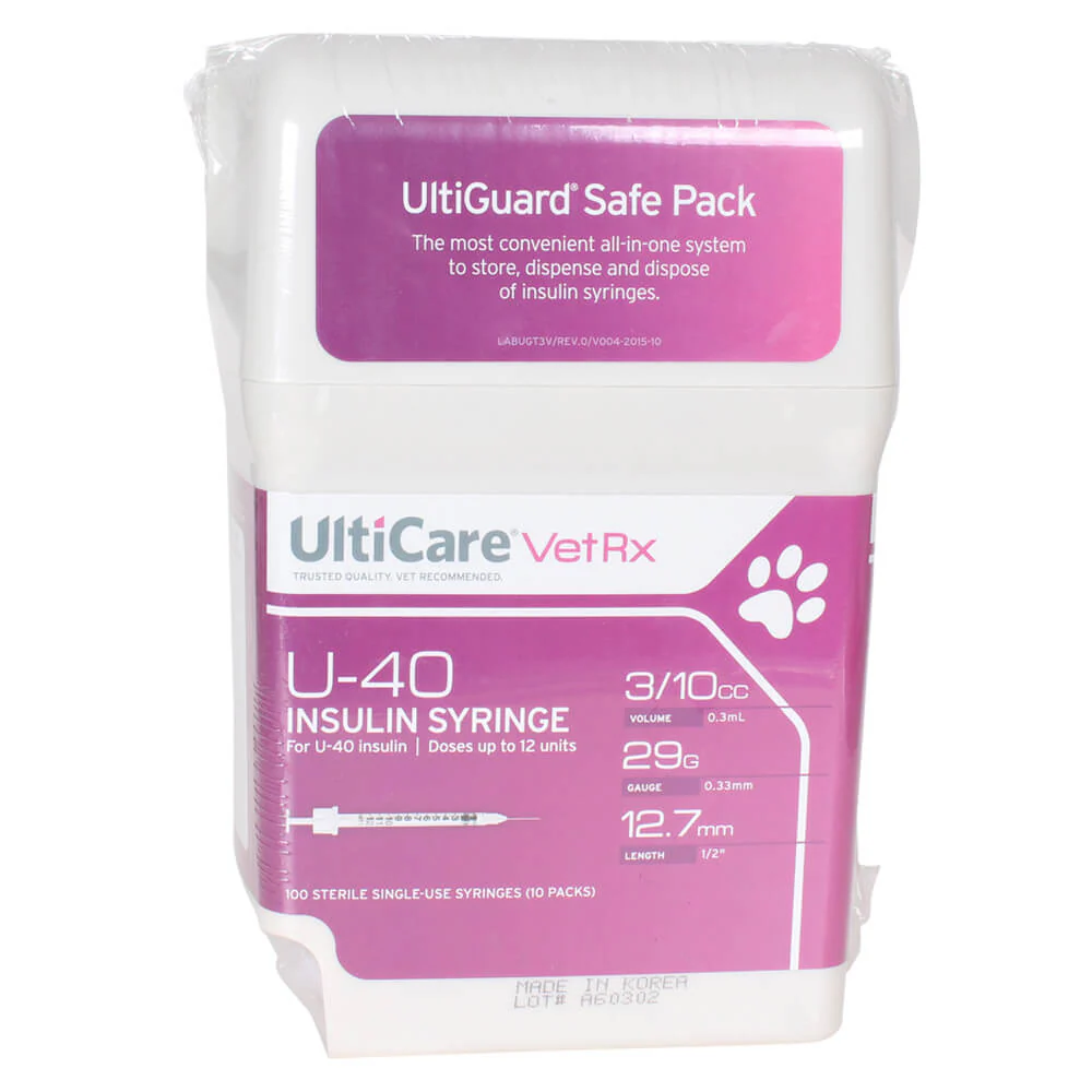 UltiCare U-40 Insulin Syringes with Sharps Container, 100 Count - Buy Pet Shop