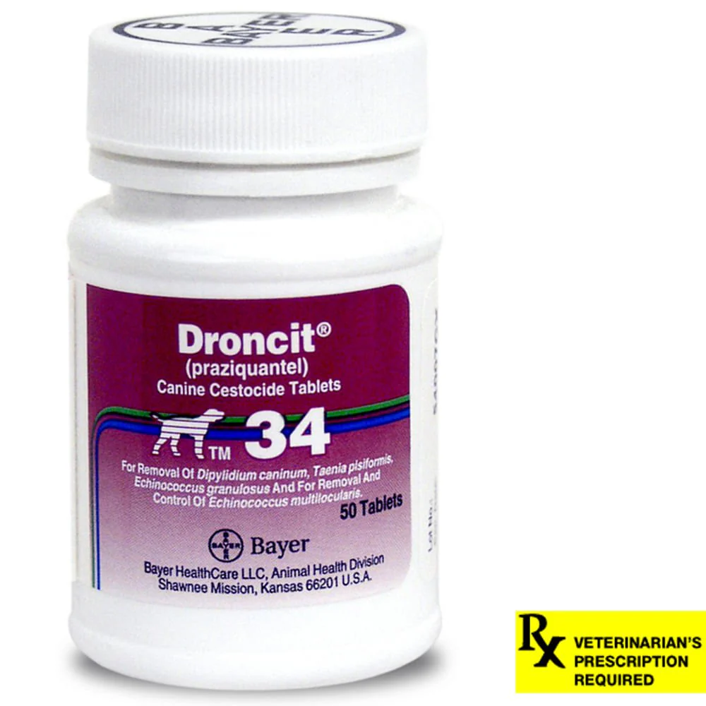 Rx Droncit (praziquantel) Cestocide Tablets for Dogs, 34 mg Tablets - Buy Pet Shop