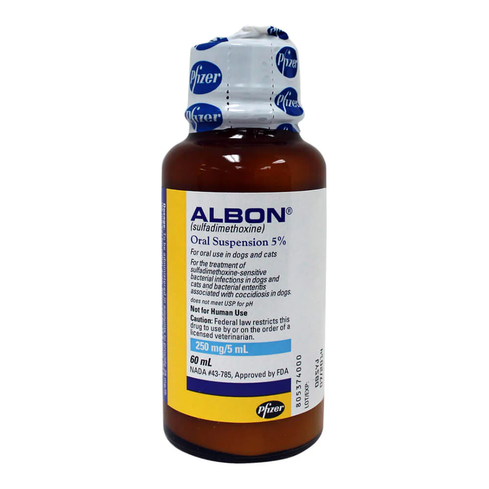 Rx Albon 5% (sulfadimethoxine) Oral Suspension for Dogs & Cats - Buy Pet Shop