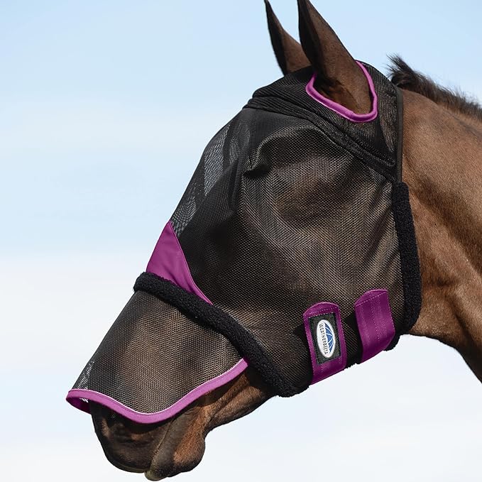 Weatherbeeta ComFITec Durable Mesh Horse Fly Mask with Nose, Black & Purple - Buy Pet Shop
