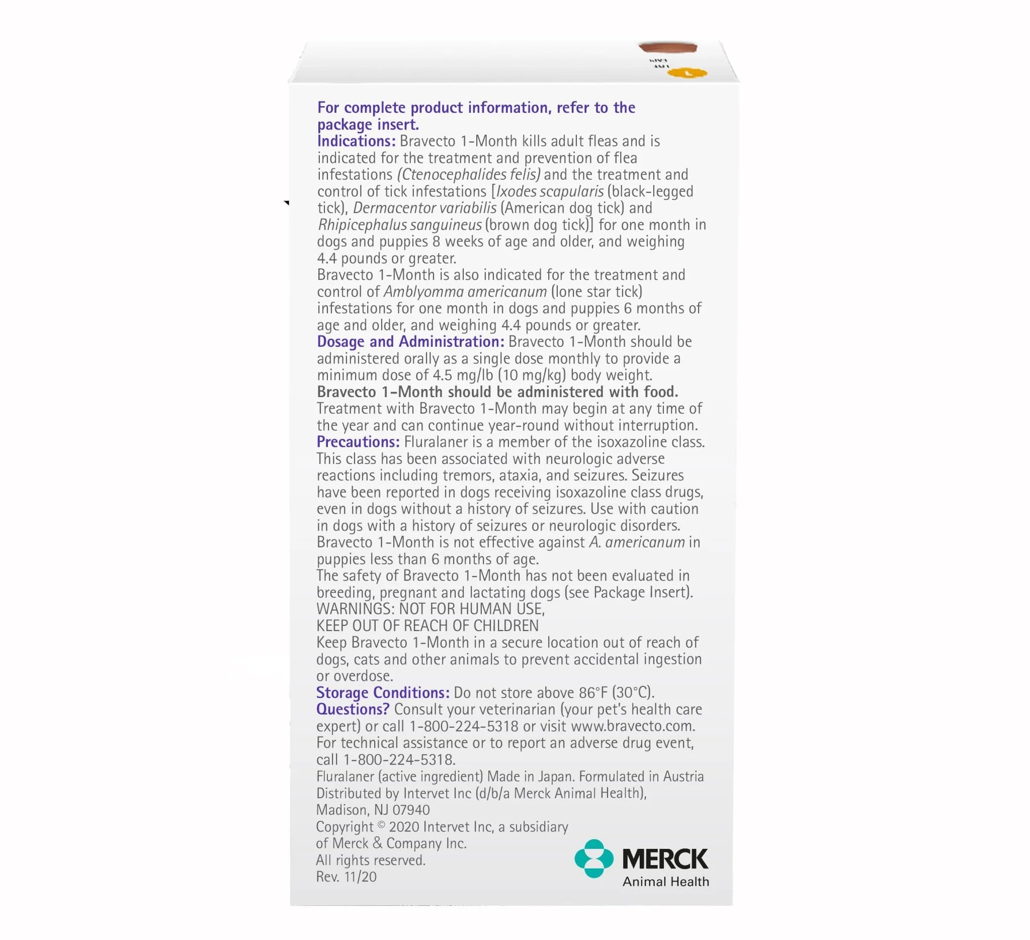 Bravecto (fluralaner) Chews for Dogs, 1 Month Treatment - Buy Pet Shop