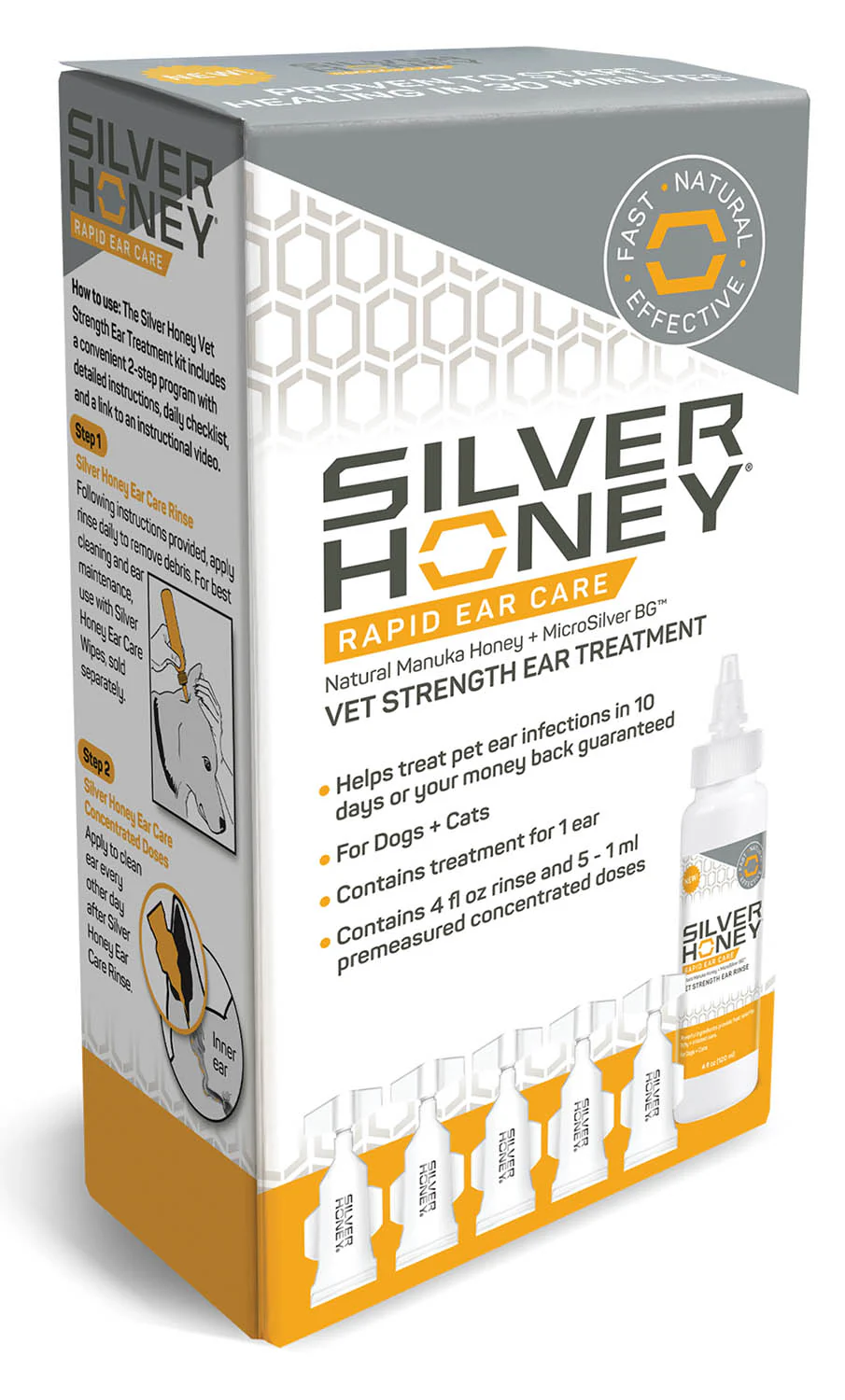 Silver Honey Rapid Ear Care Vet Strength Ear Treatment Rinse + Concentrated Doses - Buy Pet Shop