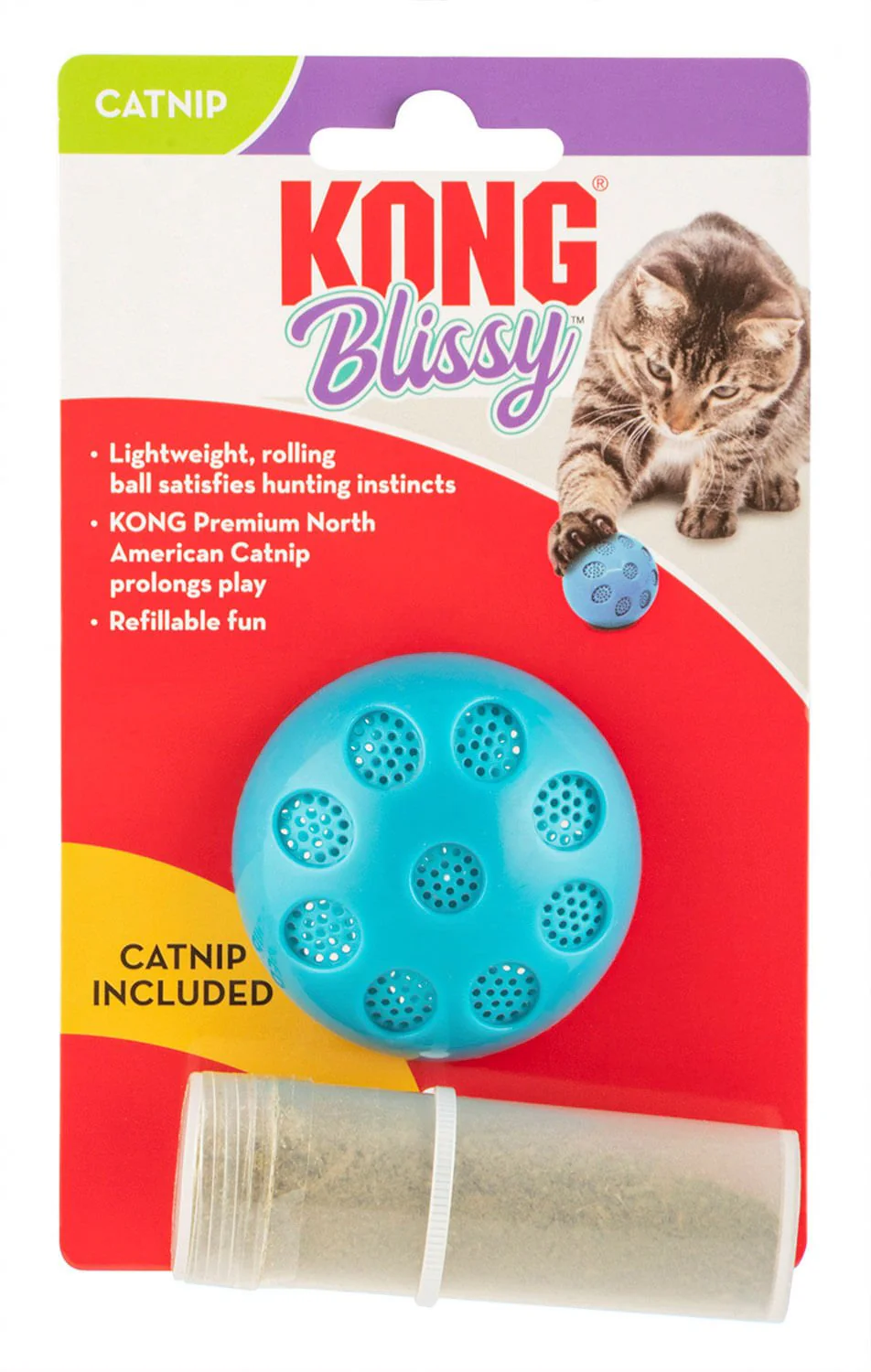 KONG Blissy Mesh Ball with Catnip, Teal, Small - Buy Pet Shop