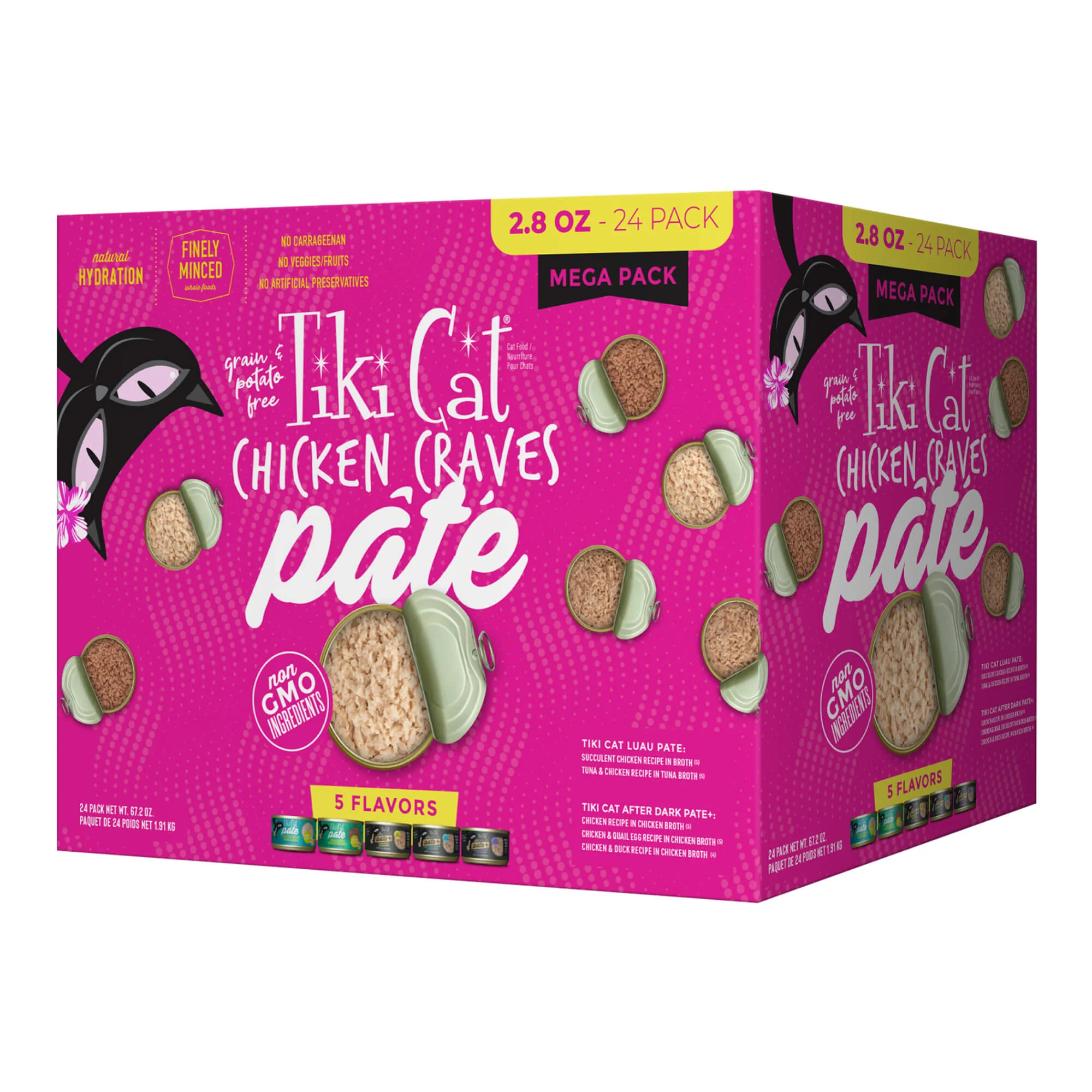 Tiki Cat Wet Cat Food Mega Pack, Chicken Craves, Pate, 2.8 oz Cans, 24 ct - Buy Pet Shop