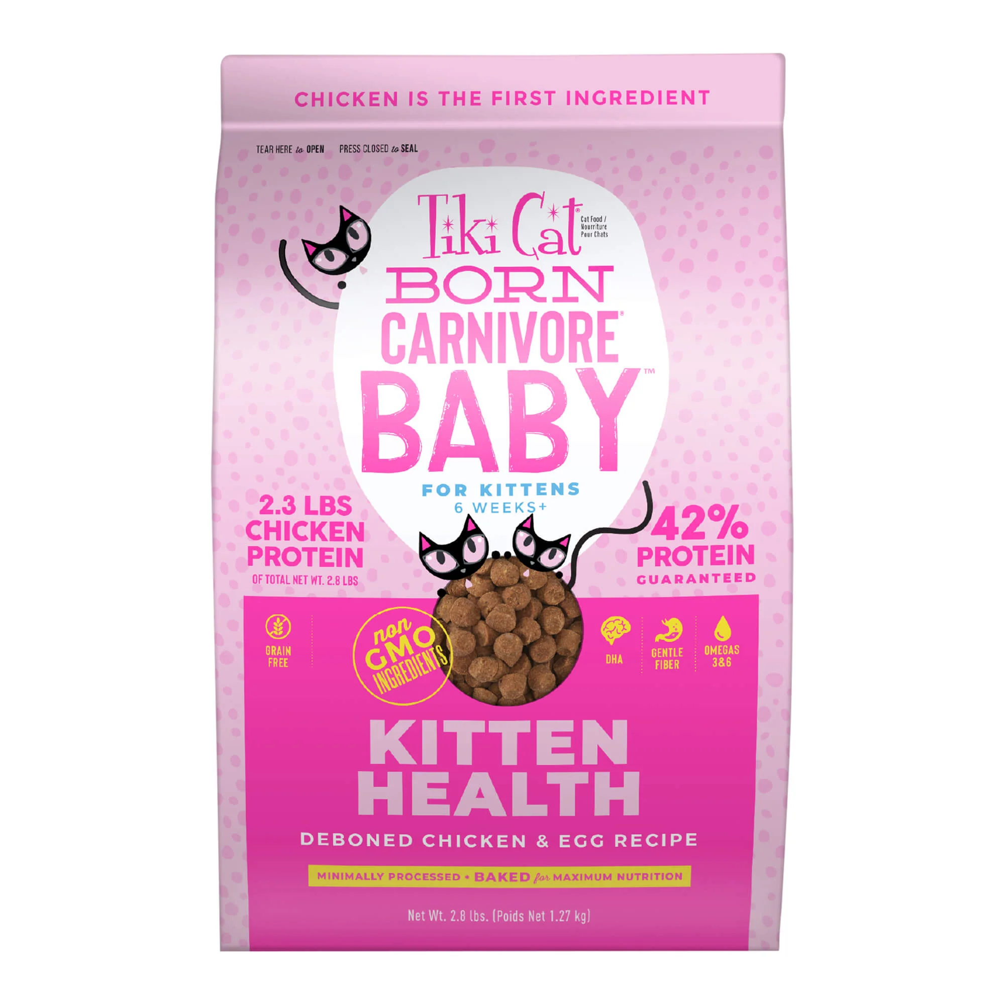Tiki Cat Born Carnivore Baby Dry Kitten Food, Chicken & Egg, 2.8 lbs Bag - Buy Pet Shop