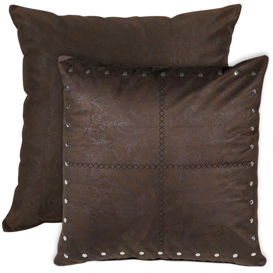 Tucson Chocolate Studded Reversible Faux Leather Euro Sham - Buy Pet Shop
