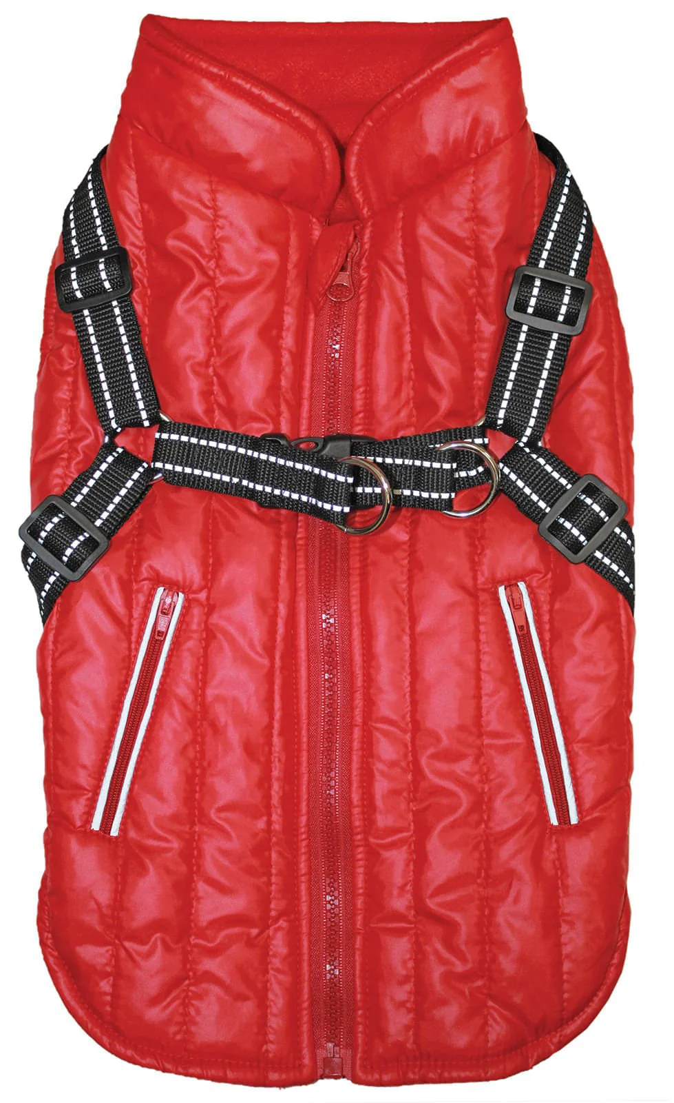 Fleece-Lined Puffy Parka Dog Jacket with Built-In Harness - Buy Pet Shop