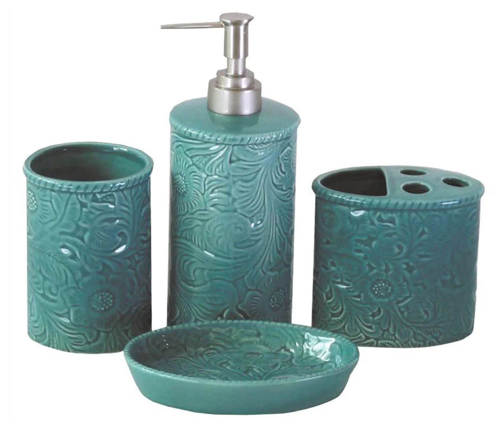Savannah 4 Piece Bathroom Countertop Accessory Set, Turquoise - Buy Pet Shop