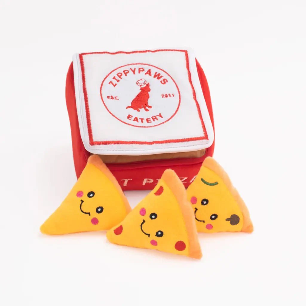 Zippy Burrow 4 Piece Pizza Box Squeaker Dog Toy - Buy Pet Shop