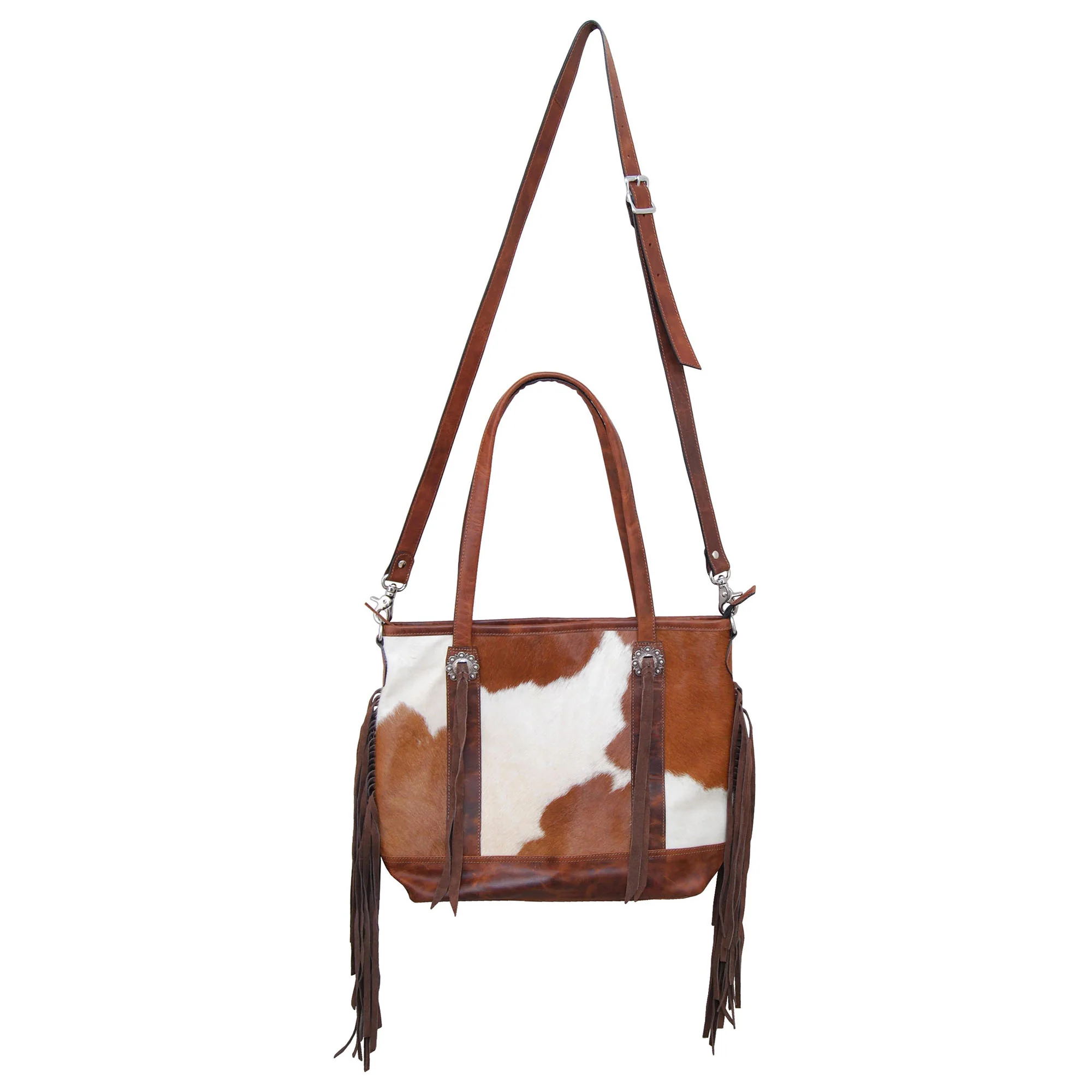 Rafter T Hair-On Crossbody Tote, Brown/White - Buy Pet Shop