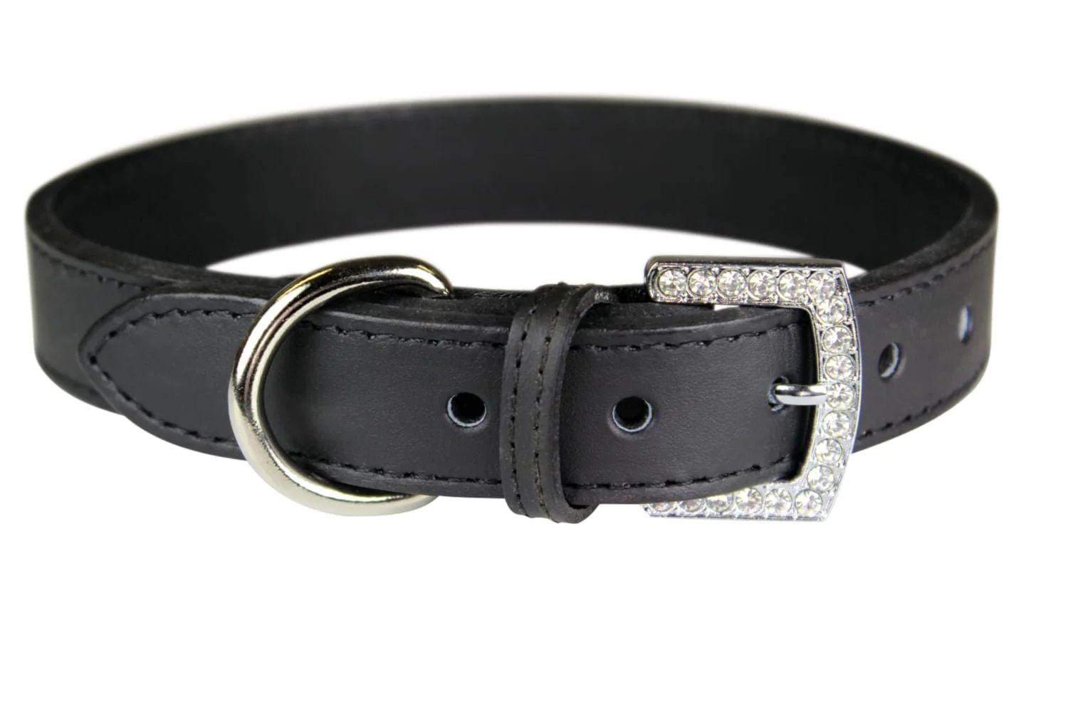 Crystal Buckle Made in USA Leather Dog Collar - Buy Pet Shop