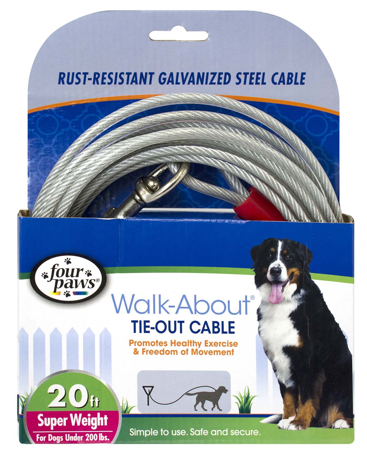 Dog Super Tie Out Cable, Silver, 20 Ft - Buy Pet Shop