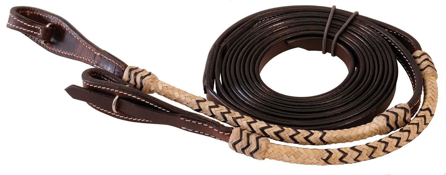 Braided Rawhide Split Reins, Dark Oil, 8' - Buy Pet Shop