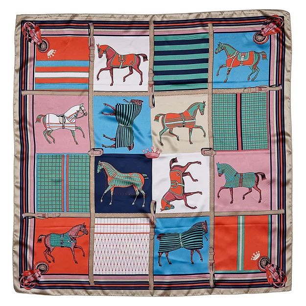 Horse in Blankets Silky Scarf, 36