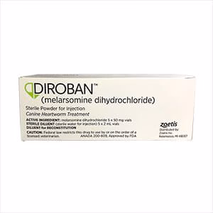 Rx Diroban (melarsomine dihydrochloride) Canine Heartworm Treatment, 5 x 50mg Vials - Buy Pet Shop