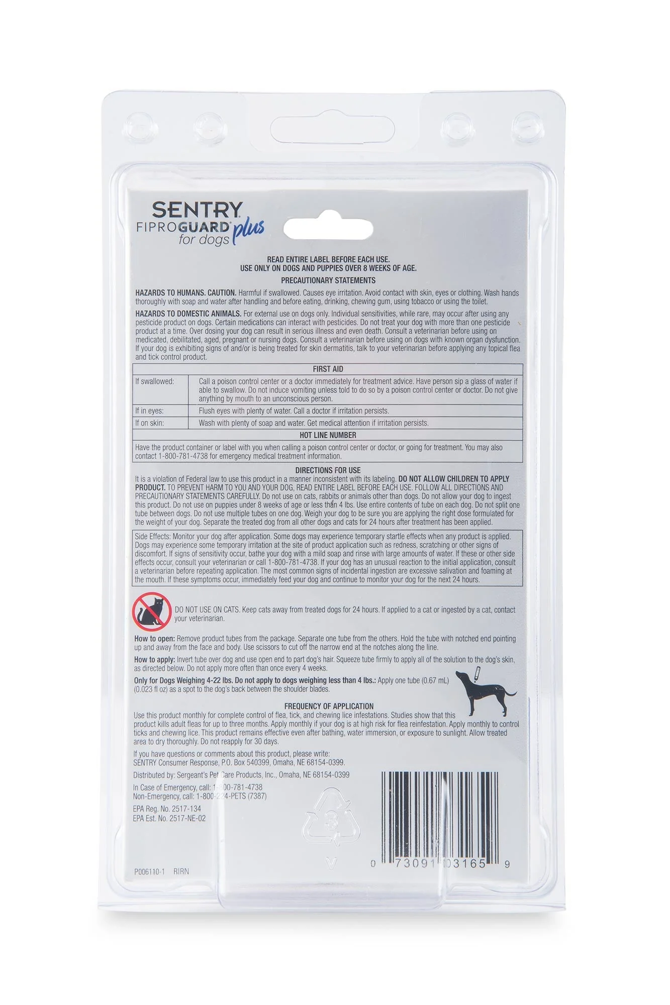 SENTRY Fiproguard Plus for Dogs, 6 Pack - Buy Pet Shop