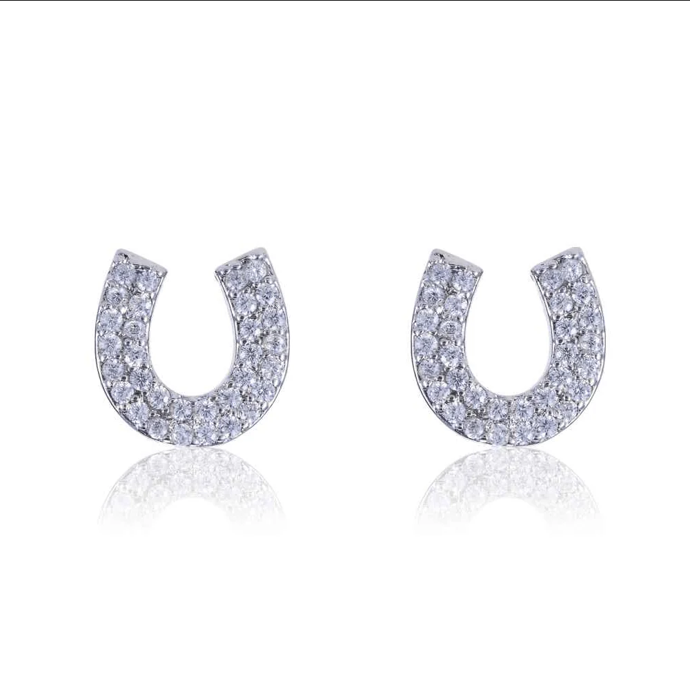 Rhodium & CZ Horseshoe Earrings - Buy Pet Shop