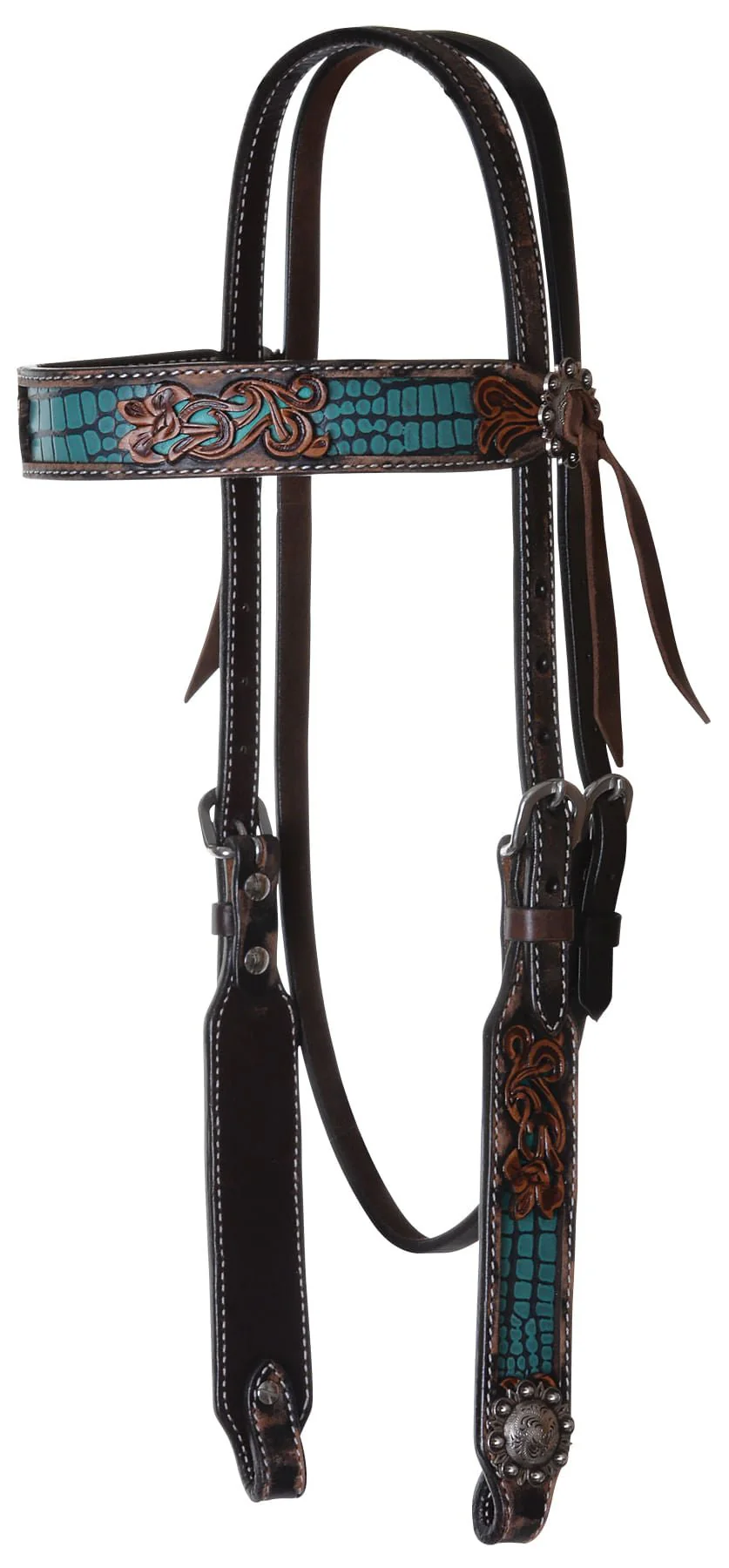Circle Y Distressed Gator Browband Headstall - Buy Pet Shop