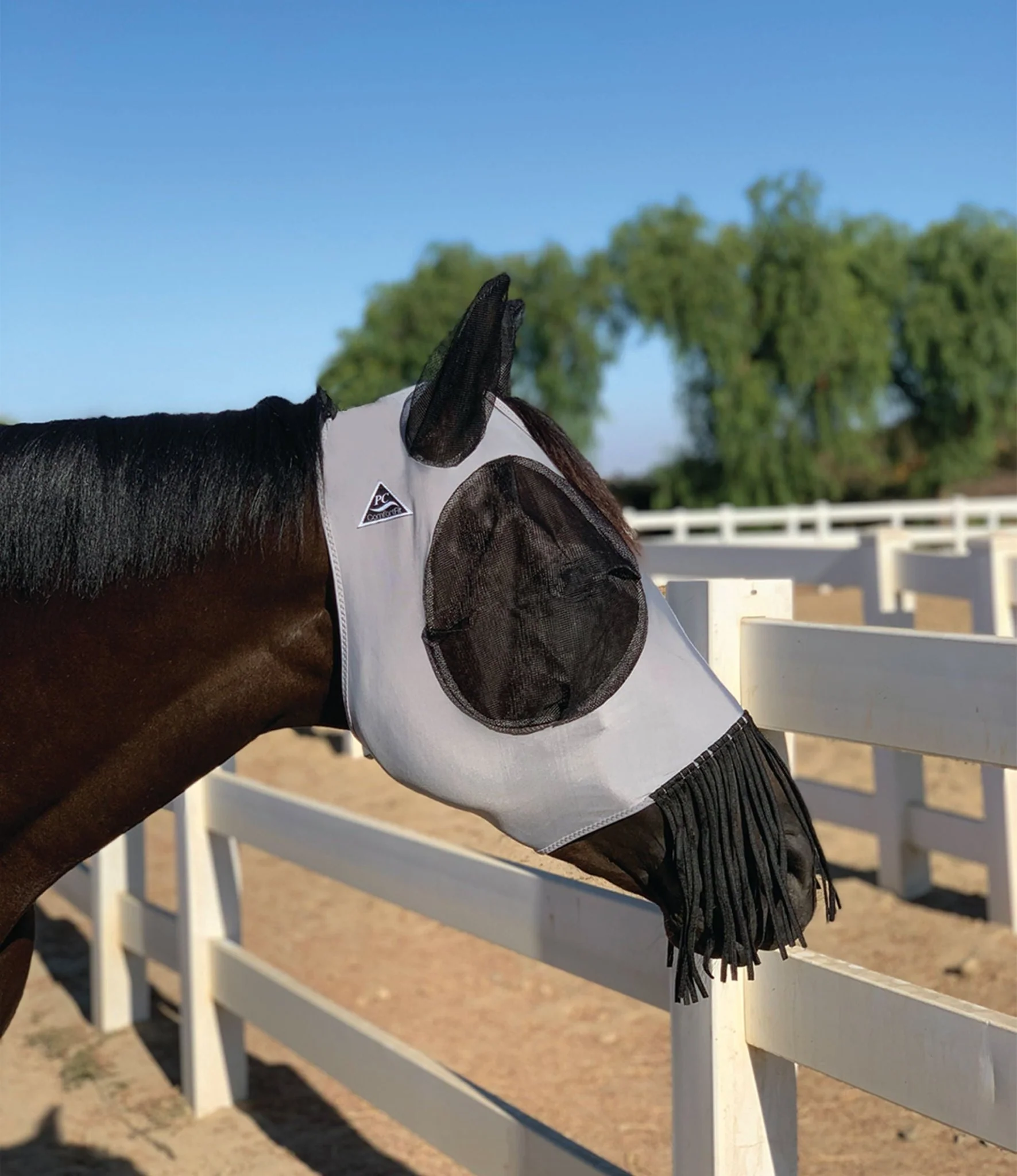 Professional's Choice Comfort-Fit Lycra Horse Fly Mask with Ears & Nose Fringe - Buy Pet Shop