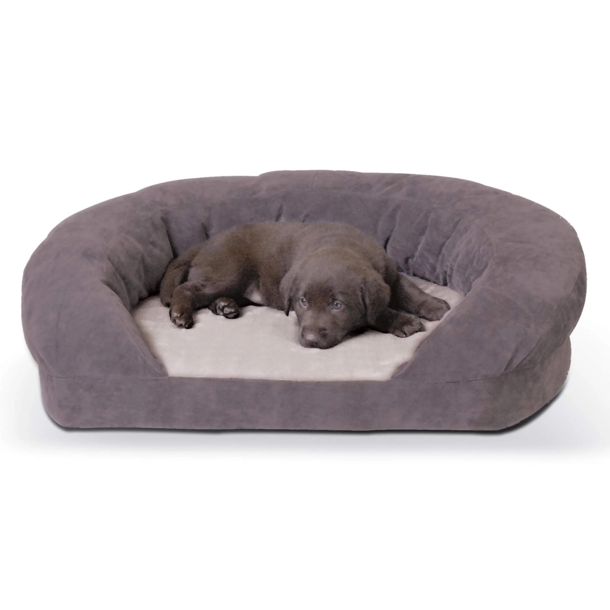 K&H Pet Products Orthopedic Bolster Sleeper Dog Bed, Gray, Medium, 30