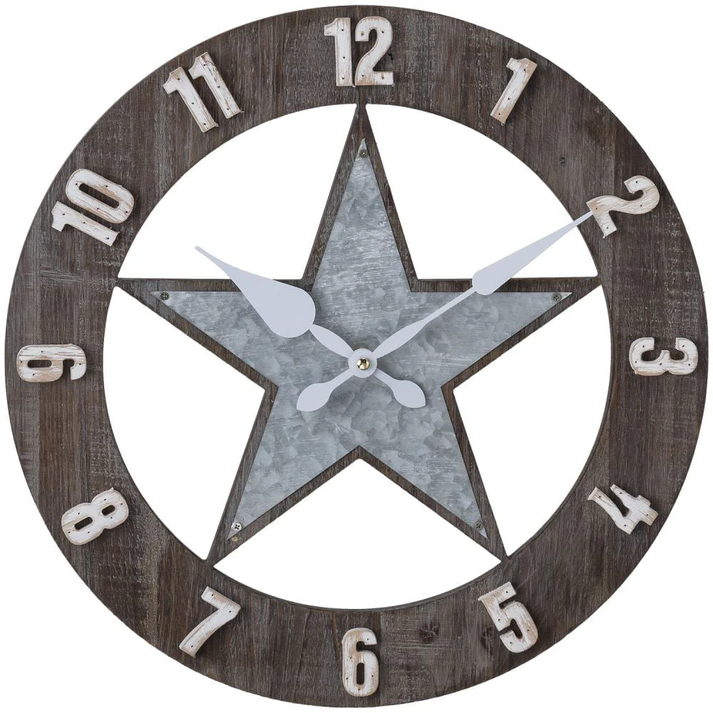 Metal & Wood Star Wall Clock - Buy Pet Shop