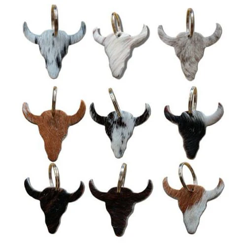 Showman Cowhide Steer Head Keychain, Assorted - Buy Pet Shop