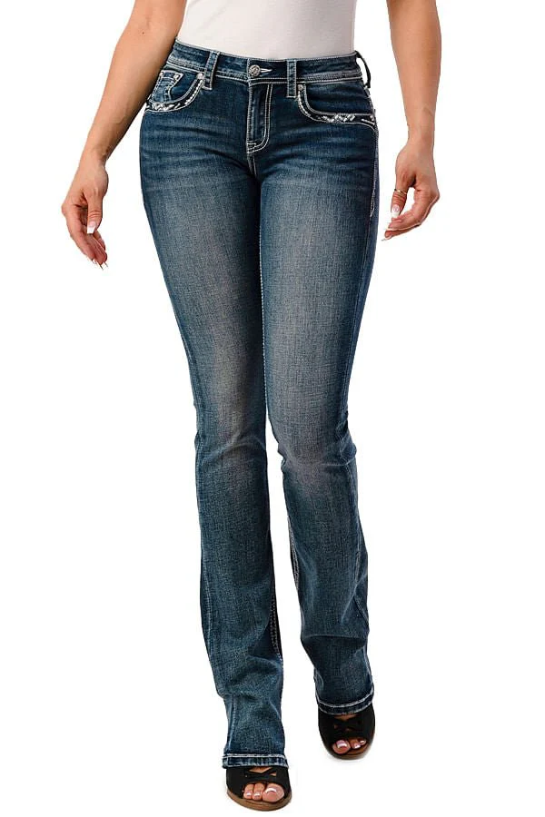 Grace in LA Cactus Embellished Mid Rise Bootcut Jeans - Buy Pet Shop
