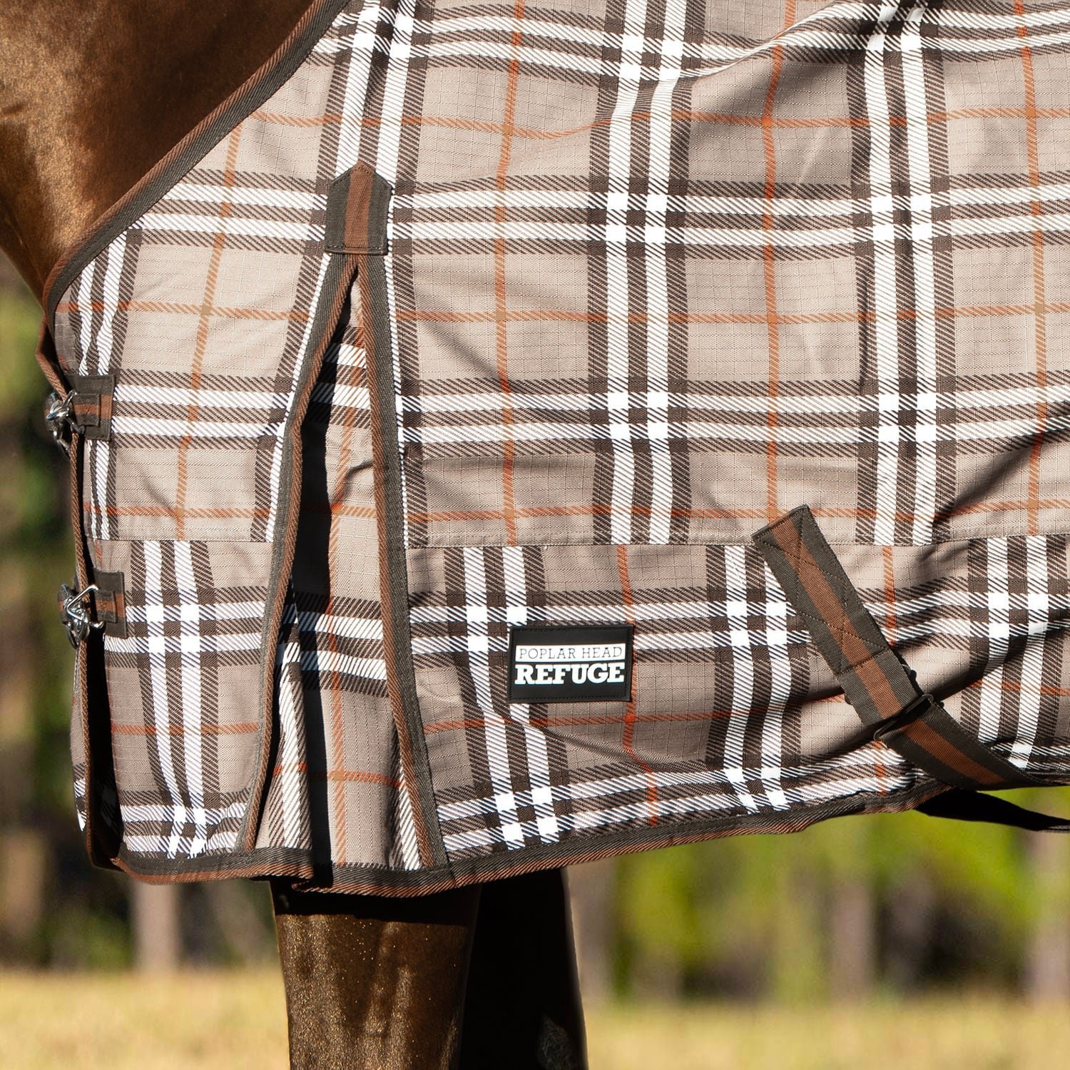 Poplar Head Refuge 1200 Denier Turnout Sheet, 0 Gram, Plymouth Brown Plaid - Buy Pet Shop