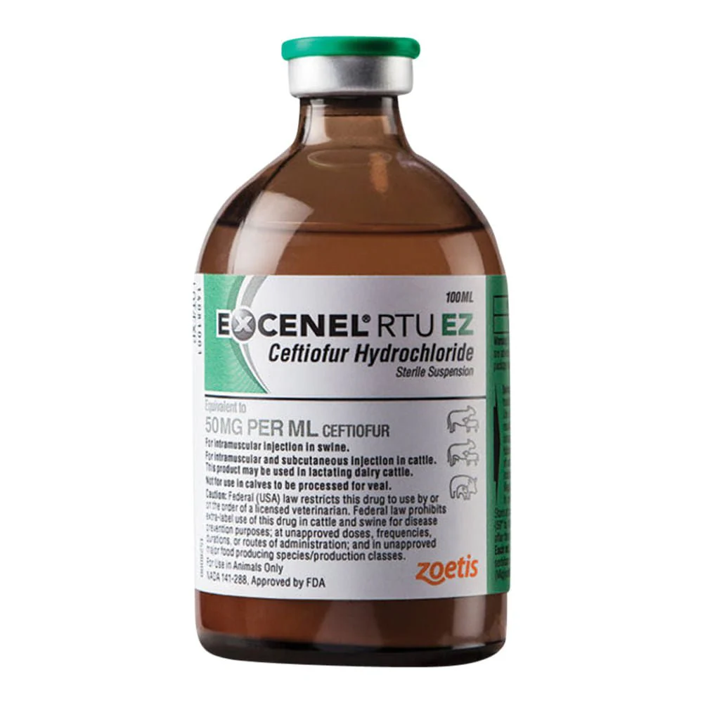 Rx Excenel (ceftiofur hydrochloride) RTU EZ Sterile Suspension for Swine & Cattle, 100 mL vial - Buy Pet Shop