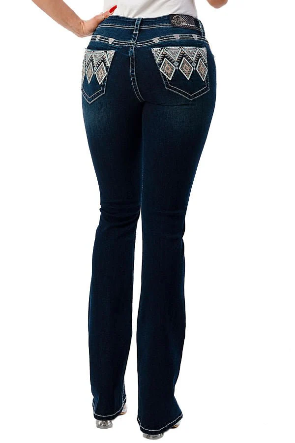 Grace in LA Aztec Embellished Mid Rise Bootcut Jeans - Buy Pet Shop