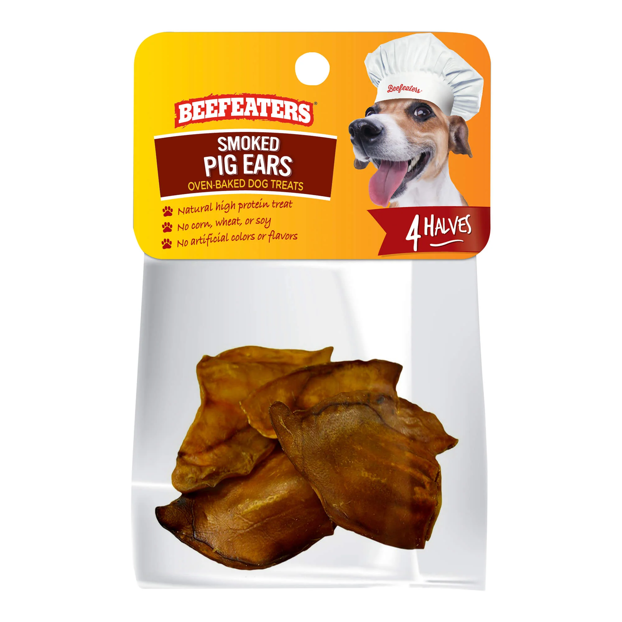 Beefeaters Pig Ears, 4 Halves, Case of 6 - Buy Pet Shop